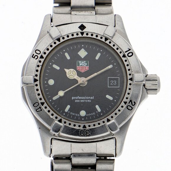 WATCH TAG HEUER 962.008 professional black SS QZ - Picture 1 of 7